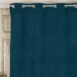 Ösengardine Cordoptik einfarbig petrolblau 140x260cm