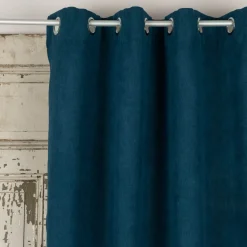 Ösengardine Cordoptik einfarbig petrolblau 140x260cm