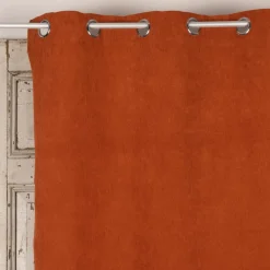 Ösengardine Cordoptik einfarbig rostorange 140x260cm
