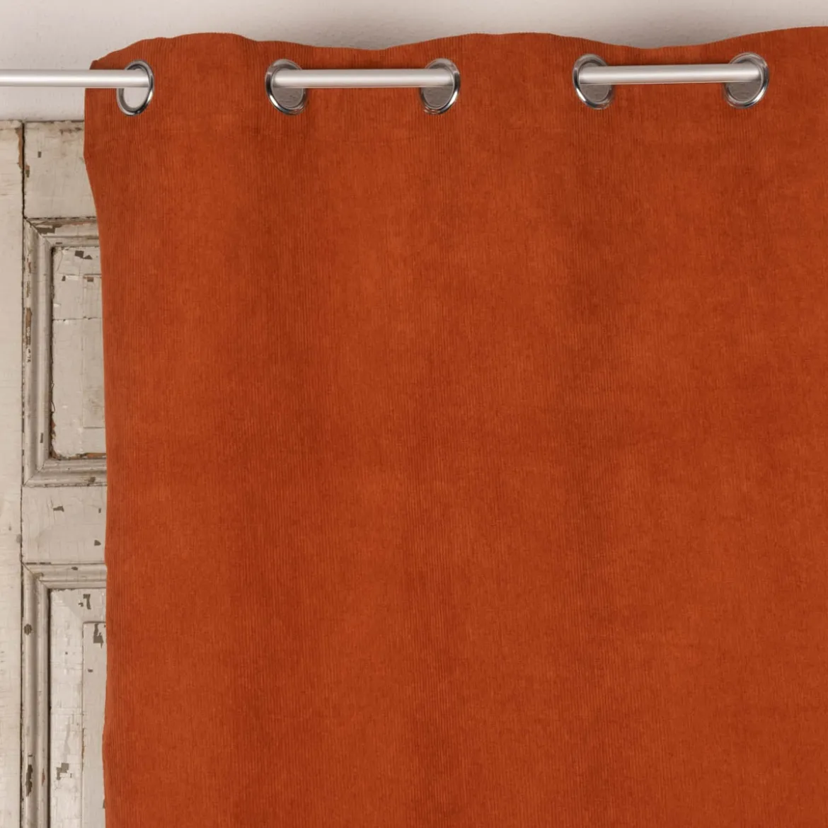Ösengardine Cordoptik einfarbig rostorange 140x260cm
