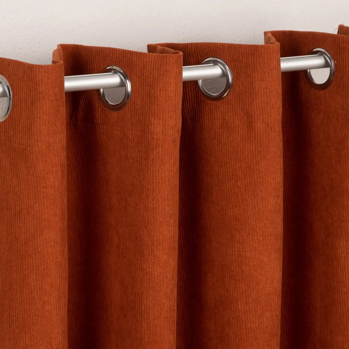 Ösengardine Cordoptik einfarbig rostorange 140x260cm