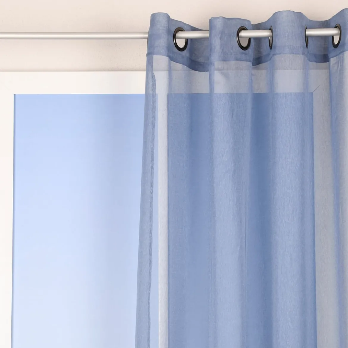 Ösengardine einfarbig Voile Struktur jeansblau 135x260cm