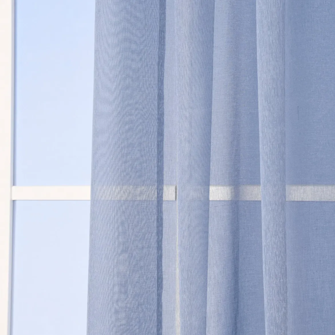 Ösengardine einfarbig Voile Struktur jeansblau 135x260cm