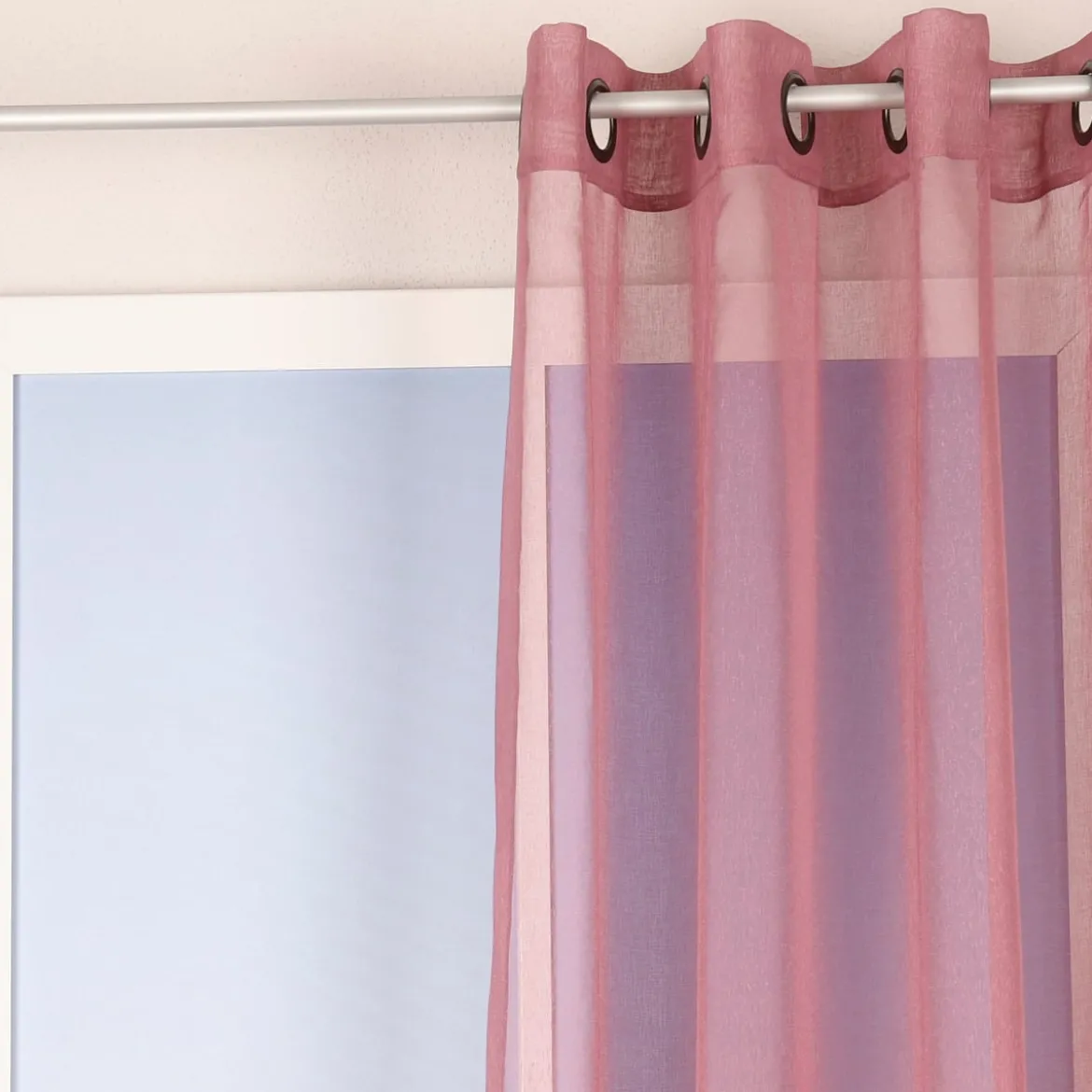 Ösengardine einfarbig Voile Struktur altbeere 135x260cm