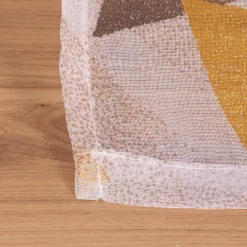 Ösengardine Geometrie Retro Dreiecke weiß braun senfgelb 135x260cm