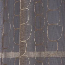 Ösengardine grobe Leinenstruktur mit Glanzfaden-Applikation schlammfarben meliert creme 140x245cm