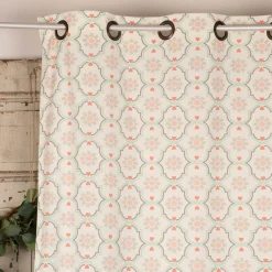 Ösengardine Hanna aus Baumwolle Ornamente weiß mint grau 140x245cm