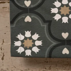 Ösengardine Hanna aus Baumwolle Ornamente blau weiß beige 140x245cm