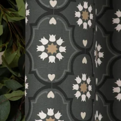 Ösengardine Hanna aus Baumwolle Ornamente blau weiß beige 140x245cm