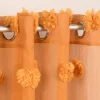 Ösengardine Leinenoptik mit Pompons uni senfgelb 140x260cm