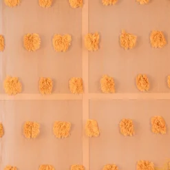 Ösengardine Leinenoptik mit Pompons uni senfgelb 140x260cm