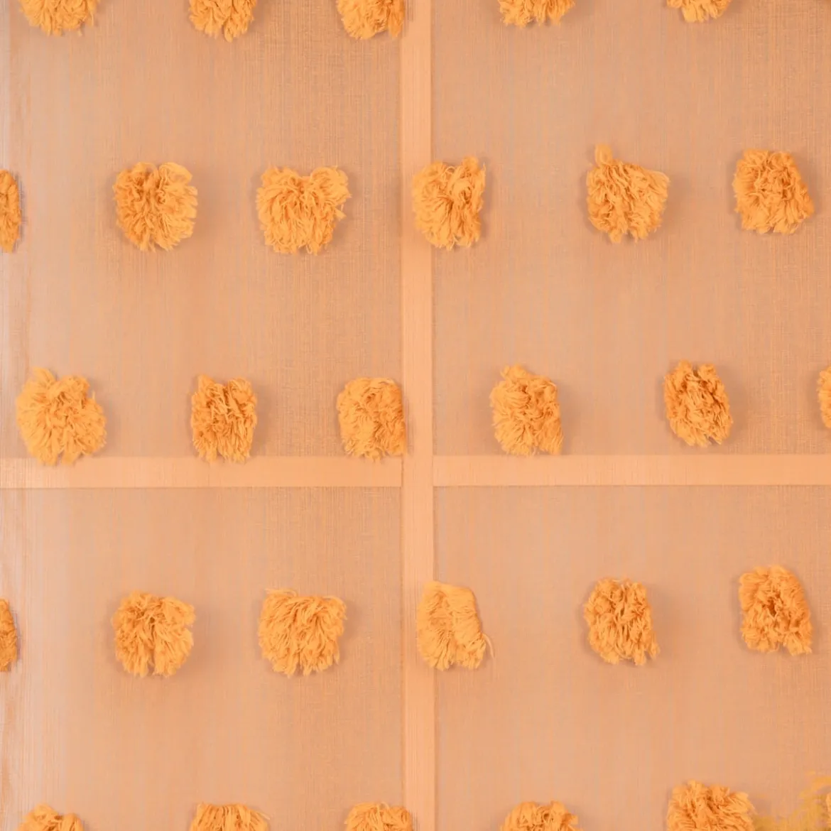 Ösengardine Leinenoptik mit Pompons uni senfgelb 140x260cm