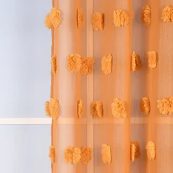 Ösengardine Leinenoptik mit Pompons uni senfgelb 140x260cm