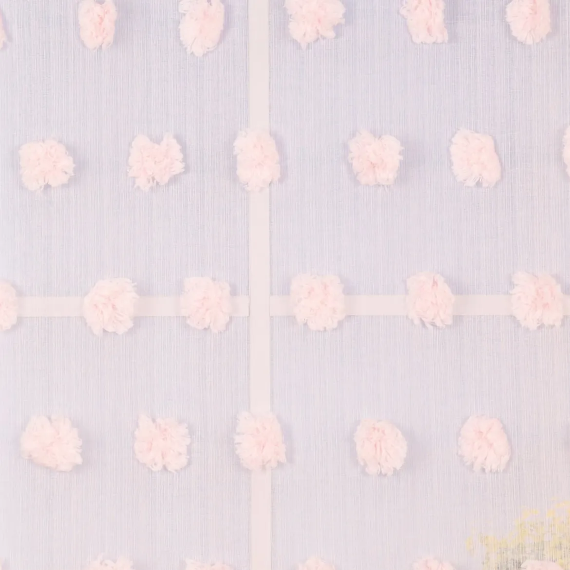 Ösengardine Leinenoptik mit Pompons uni rosa 140x260cm