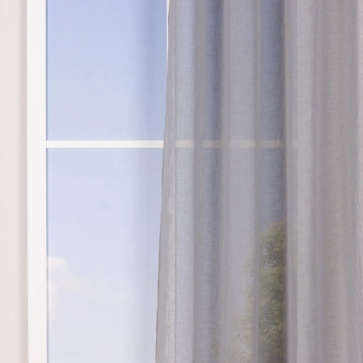 Ösengardine Leinenoptik uni grau 140x260cm