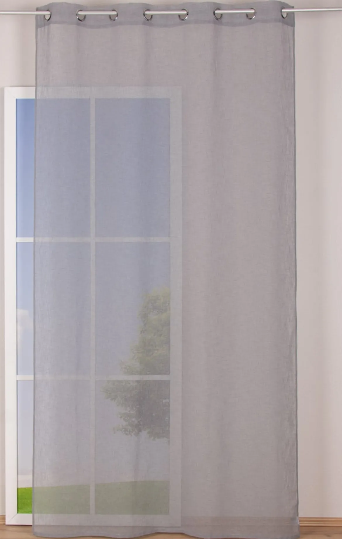 Ösengardine Leinenoptik uni grau 140x260cm