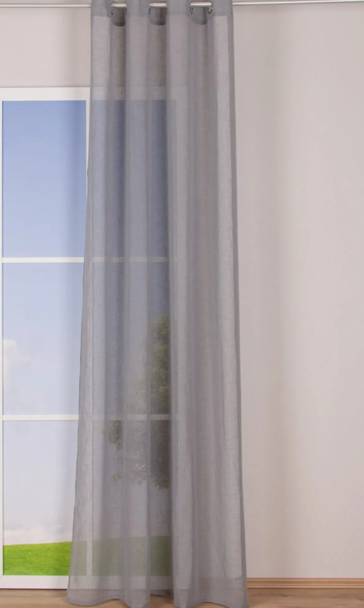 Ösengardine Leinenoptik uni grau 140x260cm