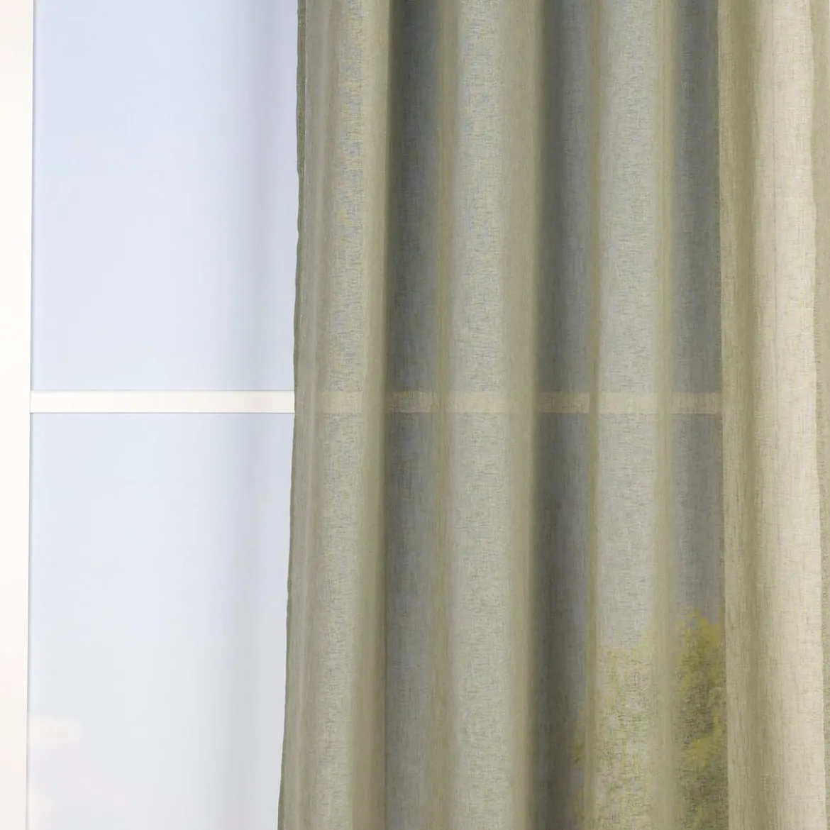 Ösengardine Leinenoptik uni grün 140x260cm