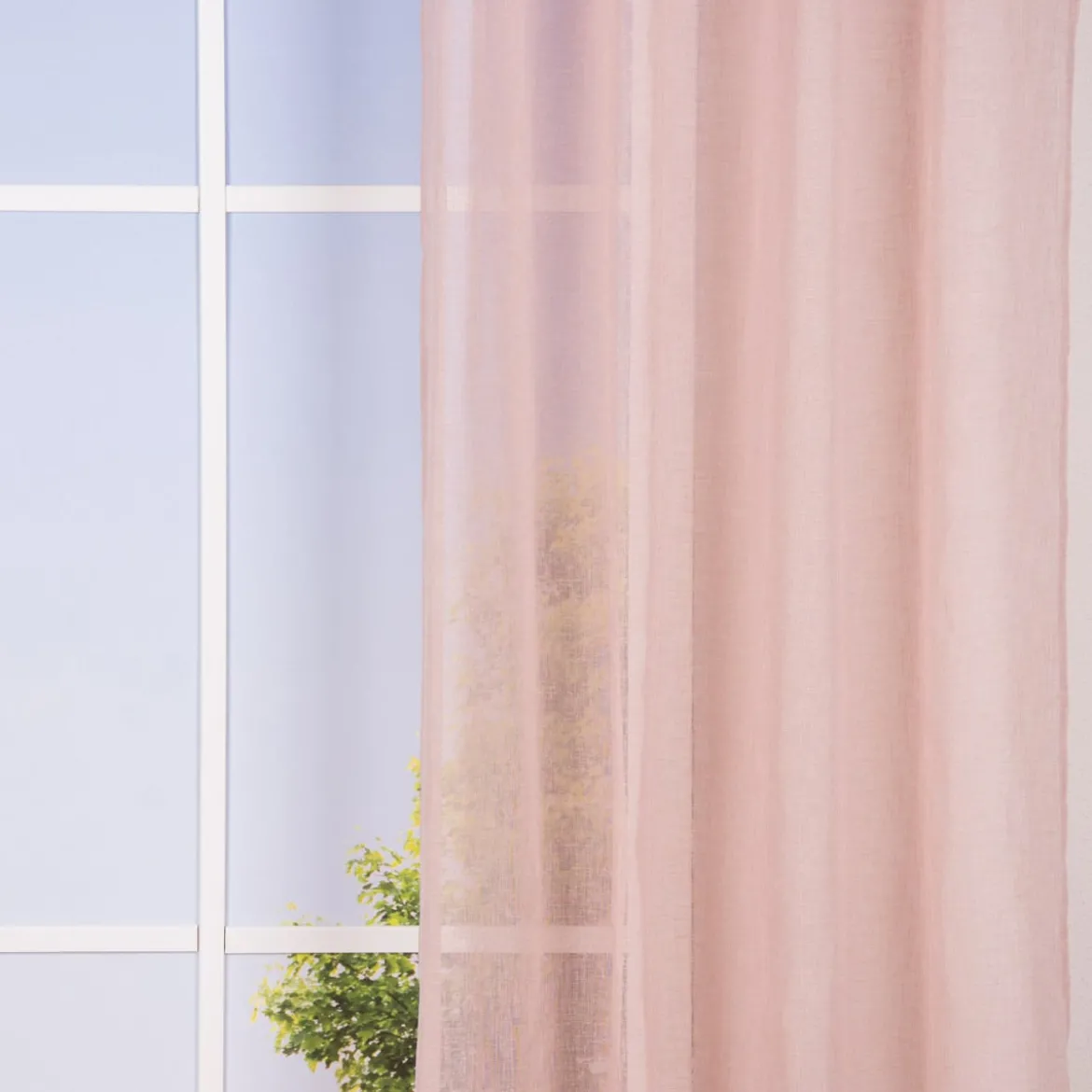 Ösengardine Leinenoptik uni rosa 140x260cm