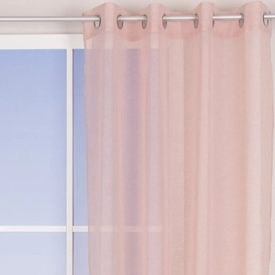 Ösengardine Leinenoptik uni rosa 140x260cm