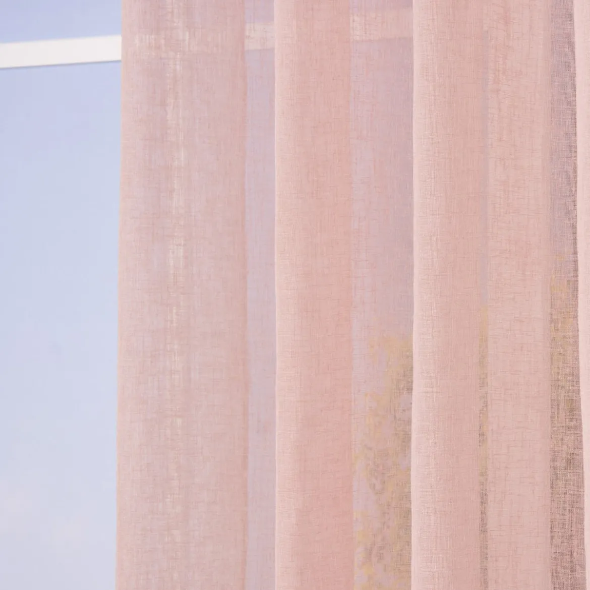 Ösengardine Leinenoptik uni rosa 140x260cm