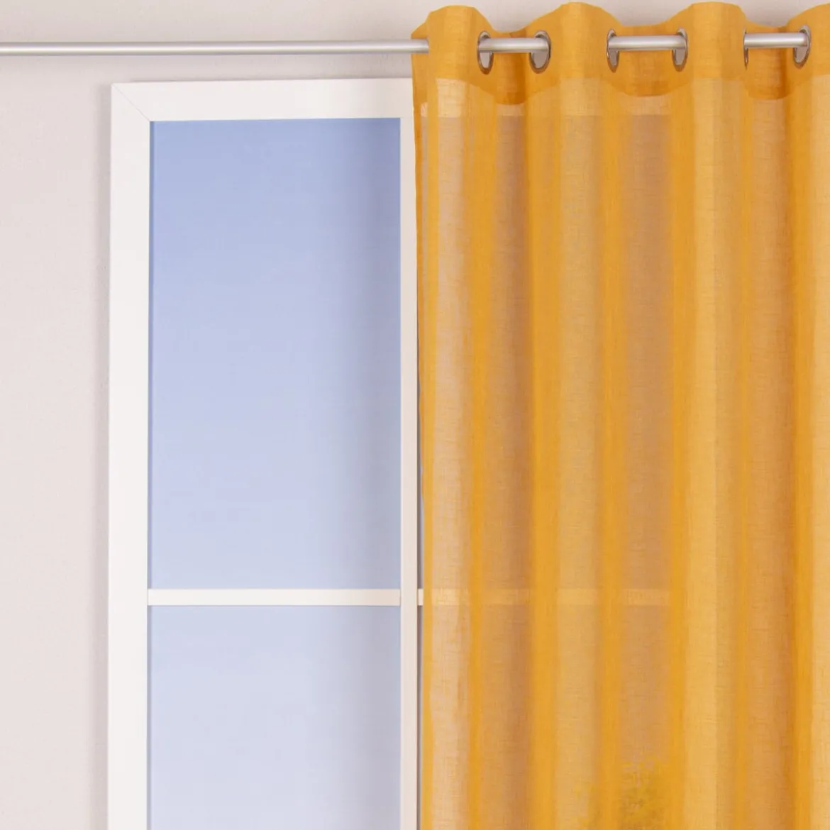 Ösengardine Leinenoptik uni senfgelb 140x260cm