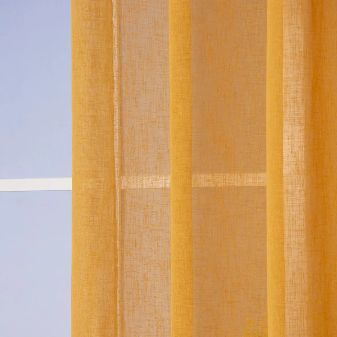 Ösengardine Leinenoptik uni senfgelb 140x260cm