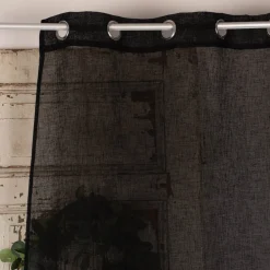 Ösengardine Leinenoptik uni schwarz 140x260cm