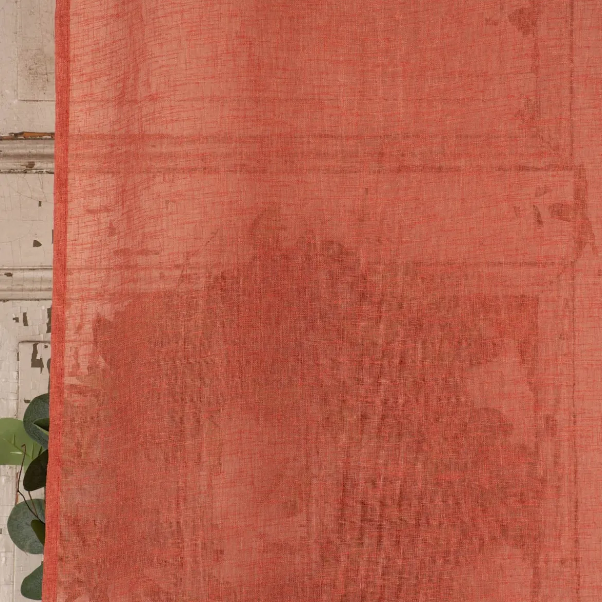 Ösengardine Leinenoptik uni terracotta 140x260cm