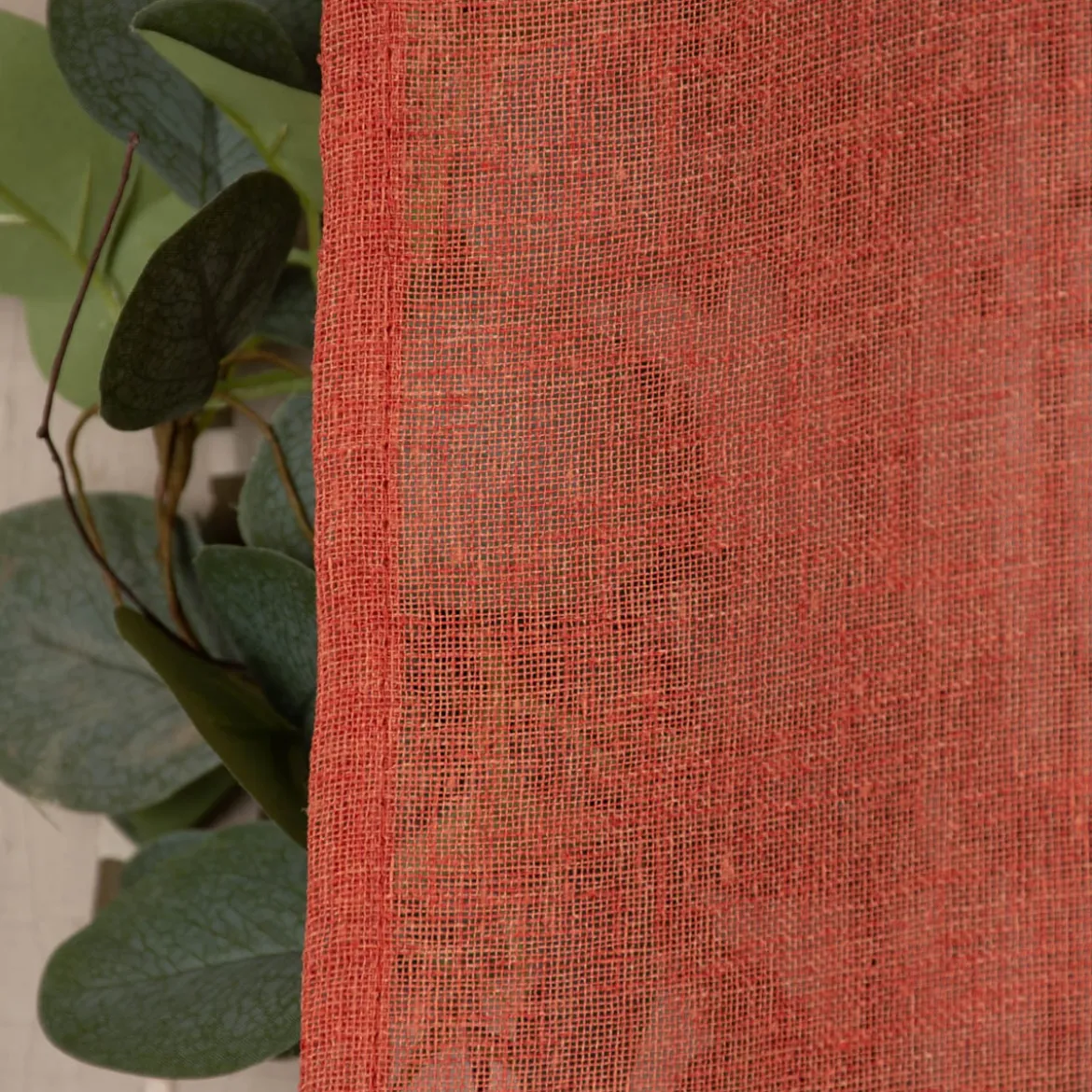 Ösengardine Leinenoptik uni terracotta 140x260cm