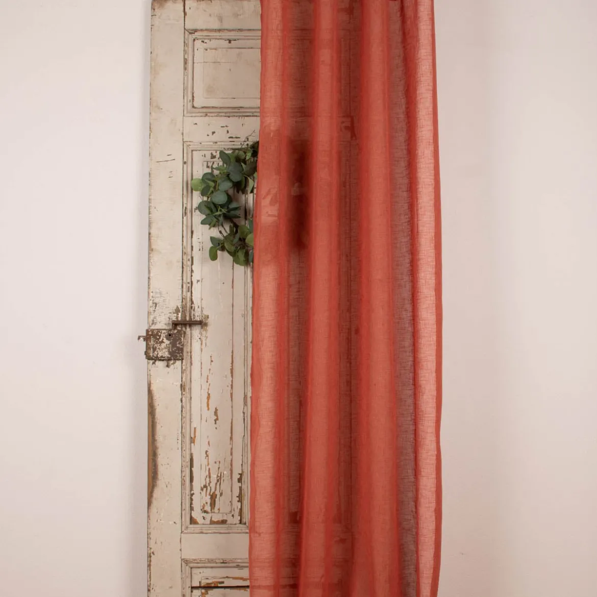 Ösengardine Leinenoptik uni terracotta 140x260cm