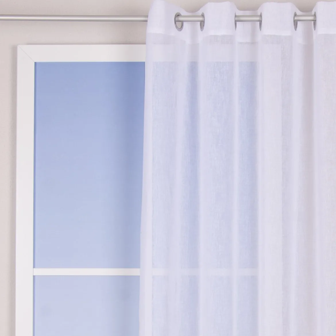 Ösengardine Leinenoptik uni weiß 140x260cm