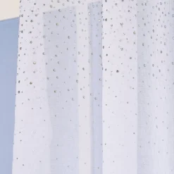 Ösengardine mit Glitzersteinen weiß silberfarbig 140x260cm