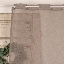 Ösengardine Netzstruktur gestreift taupe 140x245cm
