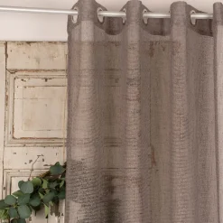 Ösengardine Netzstruktur gestreift taupe 140x245cm