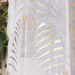 Ösengardine Reliefdruck Ornamente Bögen offweiß goldfarbig 140x260cm