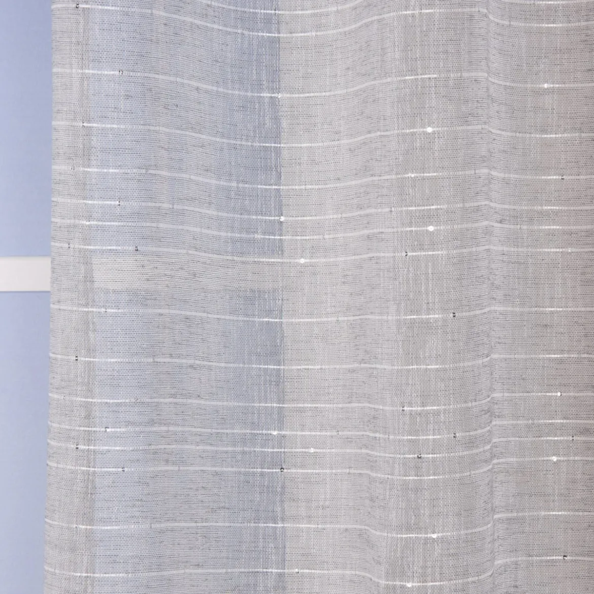 Ösengardine Schnurstreifen mit Glitzerpailletten grau weiß 135x260cm