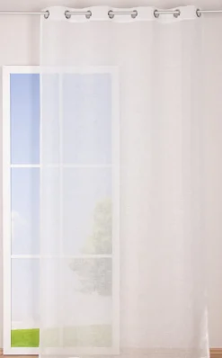 Ösengardine Schnurstreifen mit Glitzerpailletten weiß 135x260cm