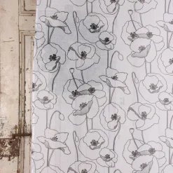 Ösengardine Voile transparent Diana Blumen Blüten weiß schwarz 140x260cm