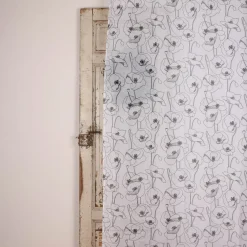Ösengardine Voile transparent Diana Blumen Blüten weiß schwarz 140x260cm