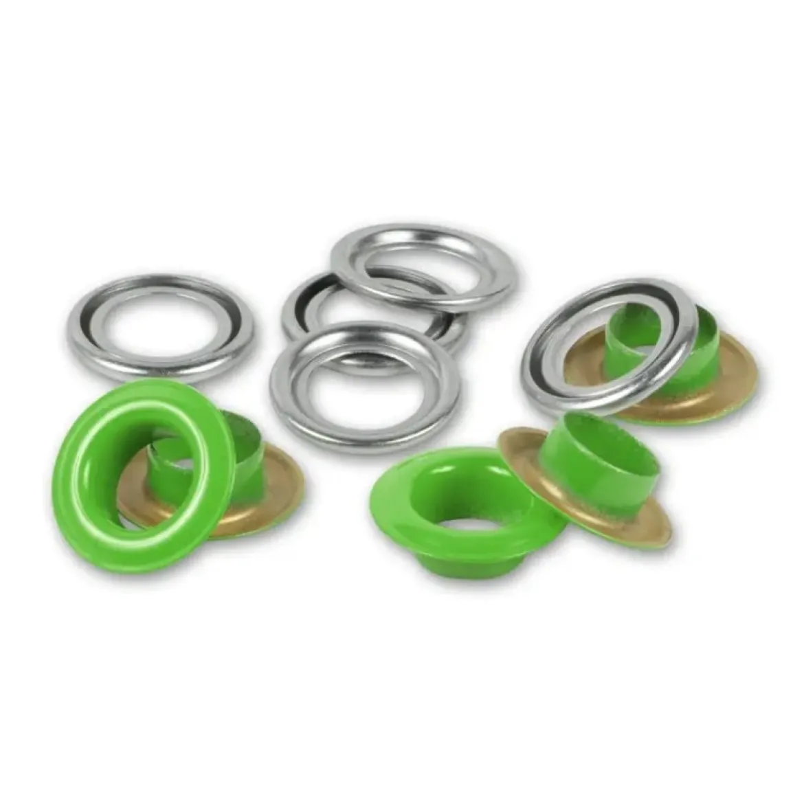 Ösen mit Scheiben 8mm hellgrün/silberfarbig 32 Stk von Prym