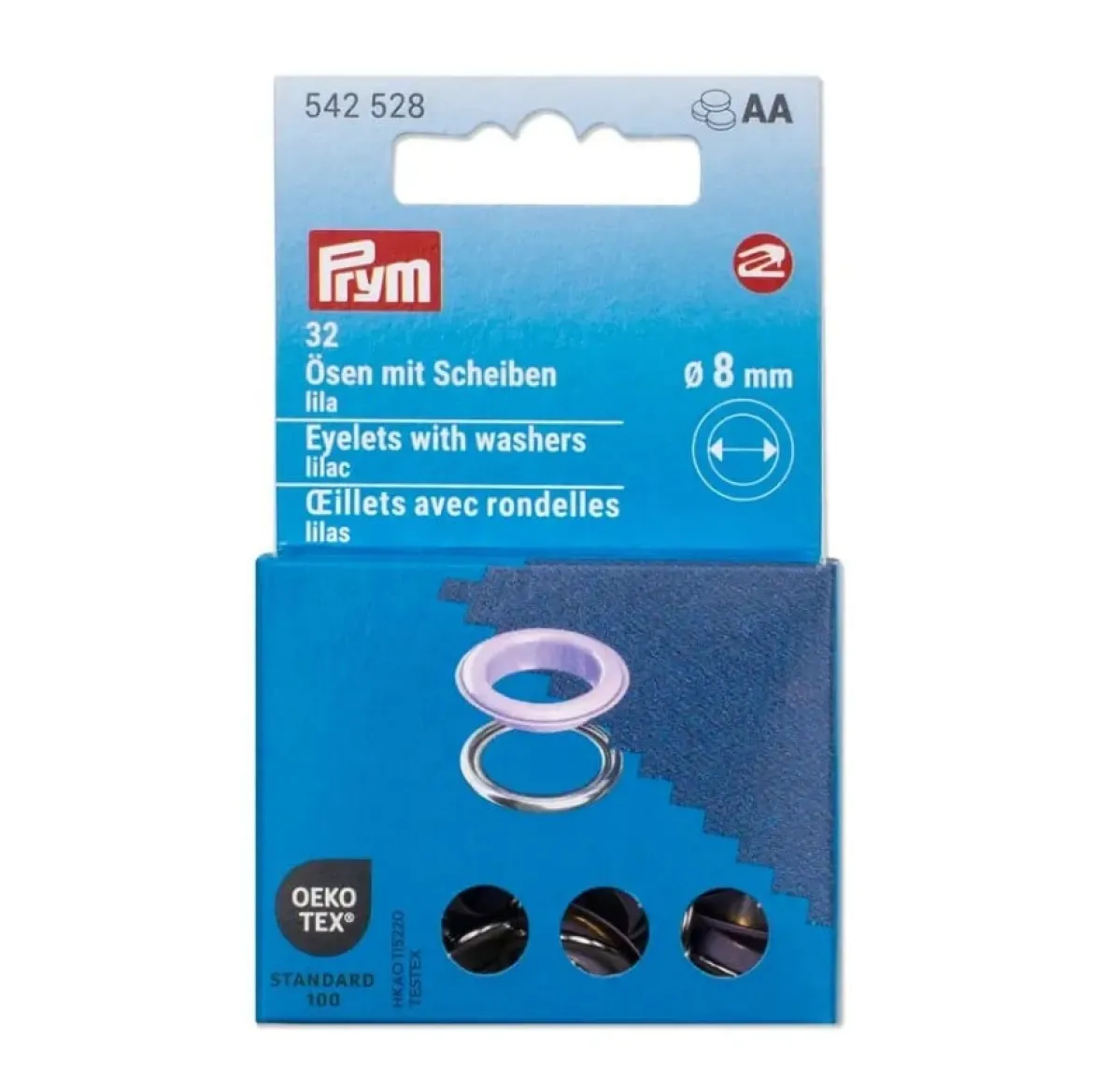 Ösen mit Scheiben 8mm lila/silberfarbig 32 Stk von Prym
