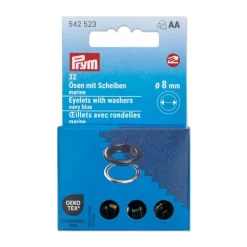 Ösen mit Scheiben 8mm marine/silberfarbig 32 Stk von Prym