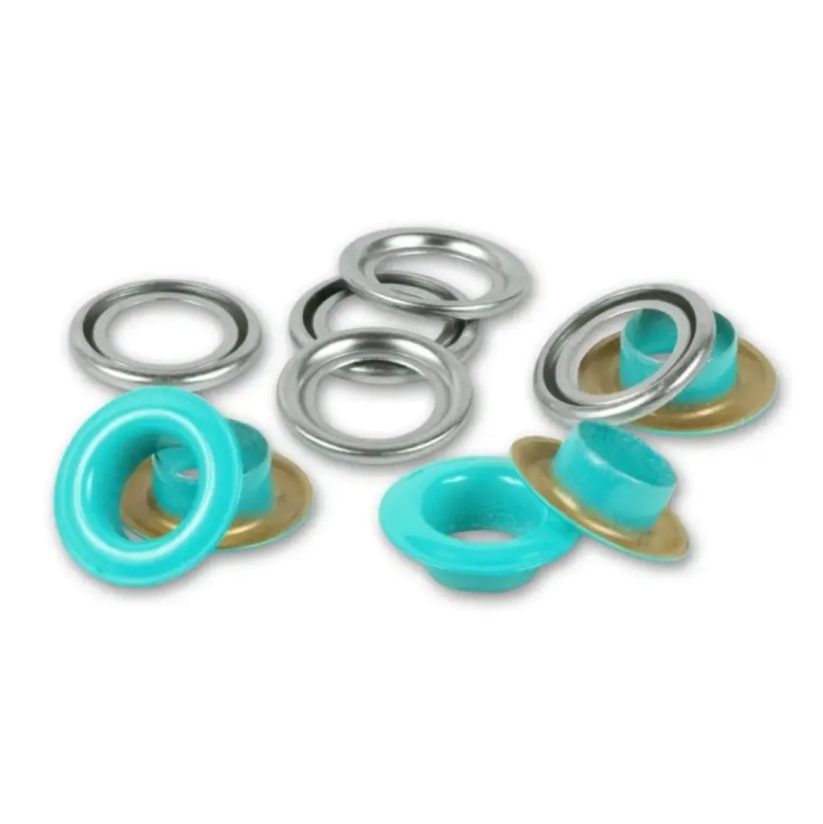 Ösen mit Scheiben 8mm mint/silberfarbig 32 Stk von Prym