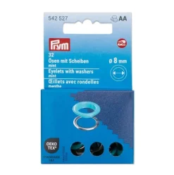 Ösen mit Scheiben 8mm mint/silberfarbig 32 Stk von Prym
