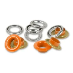 Ösen mit Scheiben 8mm orange/silberfarbig 32 Stk von Prym