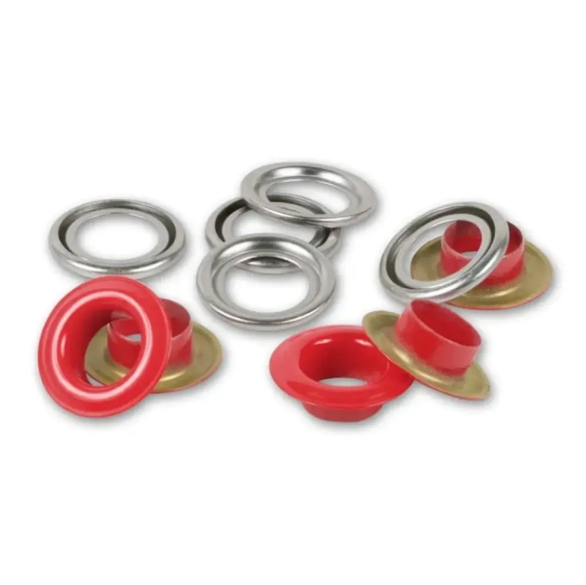 Ösen mit Scheiben 8mm rot/silberfarbig 32 Stk von Prym