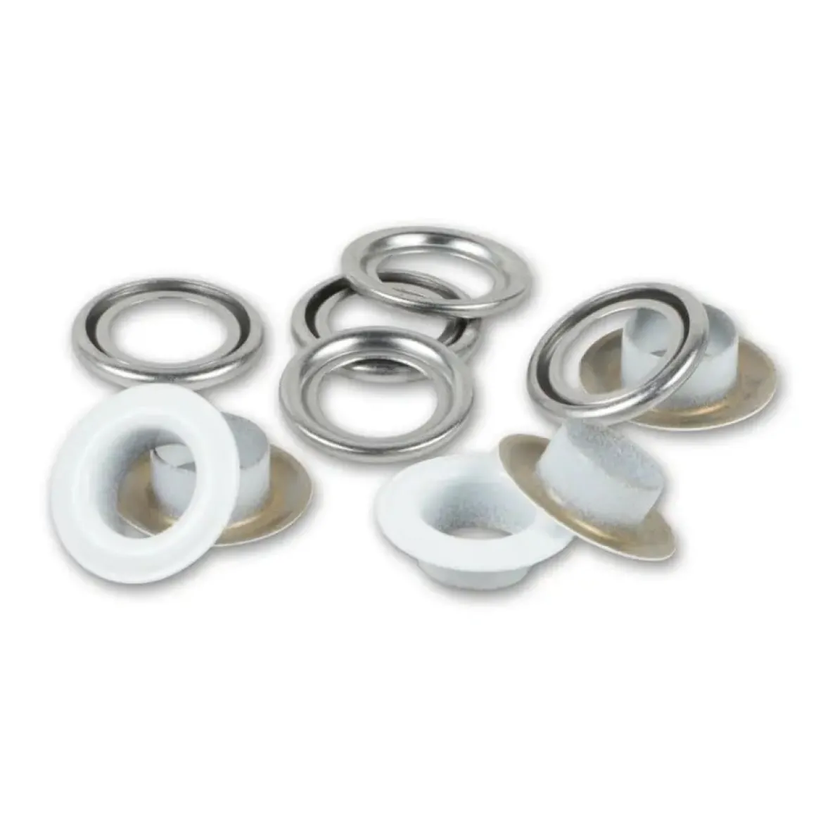 Ösen mit Scheiben 8mm weiß/silberfarbig 32 Stk von Prym