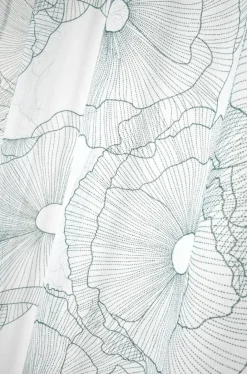 Ösenvorhang Blüten 3D Print weiß türkis 140x260cm