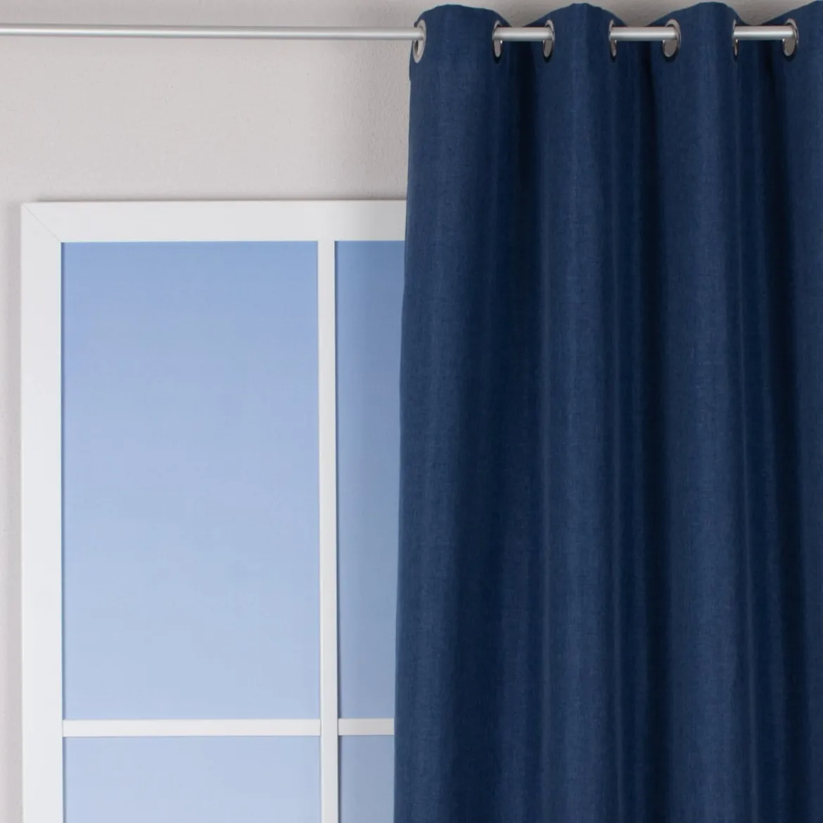 Ösenvorhang Brilliant Leinenoptik einfarbig blau 140x245cm